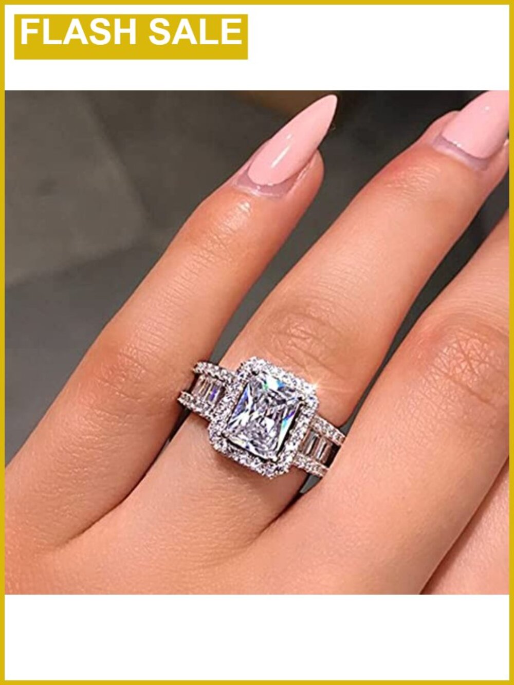 925 Sterling Silver Shiny Full Diamond Cubic Zirconia Cocktail Ring Size 7